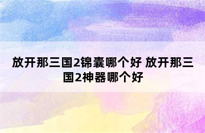 放开那三国2锦囊哪个好 放开那三国2神器哪个好